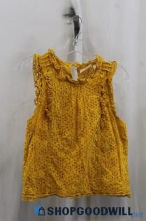 Anthropologie Womens Yellow Eyelet Blouse Sz 4