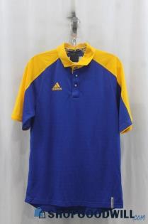 NWT Adidas Mens Royal Blue/Yellow Polo Shirt Sz S