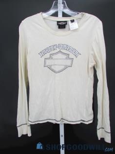 Harley-Davidson Women's Cream Long Sleeve Shirt SZ M