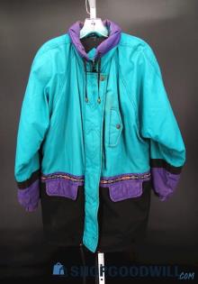 Climate Zone Women's Vintage Teal/Purple Puffer Jacket SZ L