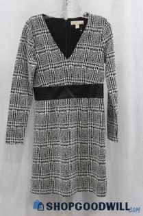 Michael Kors Women's Black/Gray Plaid Sheath Dress SZ M