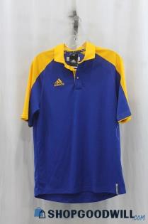 NWT Adidas Mens Royal Blue/Yellow Polo Shirt Sz S