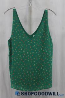 Loft Women's Green/Pink Floral Print Tank Blouse SZ M