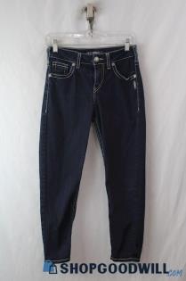 Silver Jeans Women's Dark Wash Blue High-Rise Capri Jeans sz 27x24