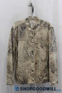 Chicos Womens Gray/Sand Animal Print Jacket Sz XL