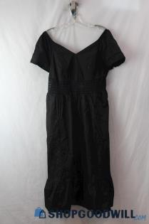 Torrid Women's Black Poplin Cap Sleeve Back Tie Poplin Fit & Flare Dress SZ M/10