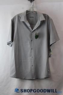 NWT PGA Tour Men's Gray Striped Short Sleeve Button Down sz L