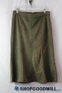 Elie Tahari Women's Olive Green Faux Suede Straight Skirt sz 6