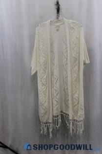 Chico's Womens White Knit Cardigan Sz L