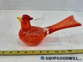 Red & Clear Glass Bird Figurine 9" x 5" x 4"