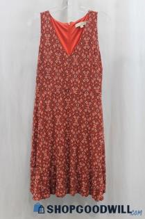 Loft Women's Red/Black Floral Print Tank Dress SZ S