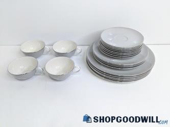 21PC Pickard China 113 Gossamer Tea Cups, Saucers, Dinnerware Plates