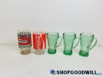 5Pc Coca Cola Glass Cup Set Vintage Collectible Drinking Glasses