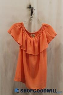 Michael Kors Womens Peach Off Shoulder Ruffle Blouse Sz S