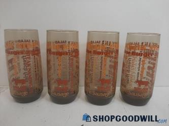 Set of 4 Sirloin Stockade Text Glass Cup