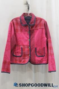 Vintage CM Shapes Women's Pink Embellished Patchwork Reversible Jacket SZ S