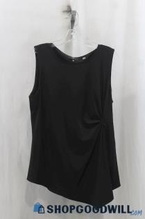 Tahari Womens Black Front Twist Blouse Sz L