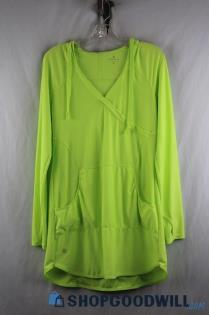 Athleta Women's Neon Green Hooded V Neck Dress sz M