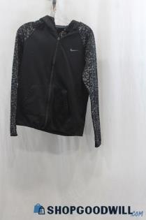 Nike Womens Black/Gray Pattern Full Zip Sweater Sz S