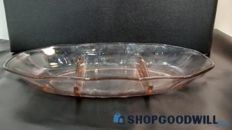 Pink 3 Oval Divided Relish Dish Vintage Tray Serving Condiment Depression Glass