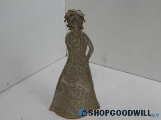 Handmade Art Figurine Sculpture Statue Women Dress with Floral Design Decor