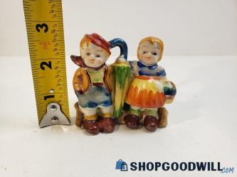 Occupied Japan Figurine Holder Boy & Girl w/Umbrella Hummel Style