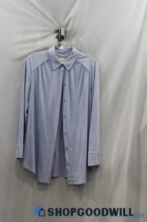 NWT Chico's Women's Light Blue Faux Suede Button Up Shirt sz M/8