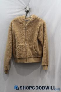 NWT Adika Women's Brown Sherpa Full Zip Hooded Sweater sz M