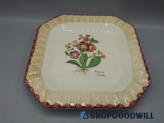 VTG Due Torri Ceramic Square Salad Plate Floral/Botanical Design Tray Platter