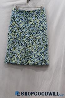 Talbots Women's Blue/Green Patterned A-Line Straight Skirt sz 8