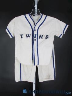 Twins Children's Vintage White/Navy Embroidered Baseball Outfit Shirt/Pant SZ 5