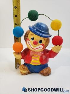 Vintage Ensco Ceramic Juggling Clown Piggy Coin Bank