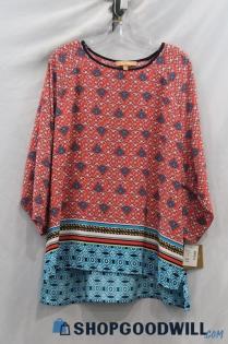 NWT Ellen Tracy Women's Pink/Blue Chiffon Long Sleeve Shirt sz XL