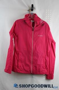 Columbia Women's Hot Pink Full Zip Lightweight Rain Coat SZ M