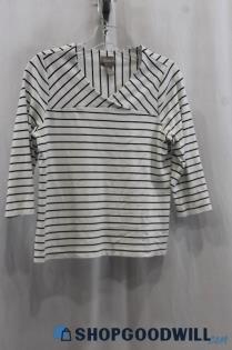 Chicos Womens White/Black Stripe Shirt Sz S