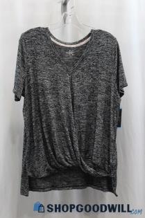 NWT Calvin Klein Womens Heather Charcoal V-Neck Shirt Sz L