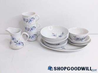 16PC Vintage 1960's Blue Alpine Ridgway England White Mist Tableware Dinnerware