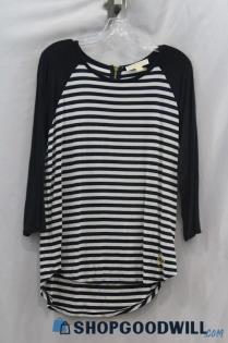 Michael Kors Women's Navy Blue/White Long Sleeve T-Shirt Sz L