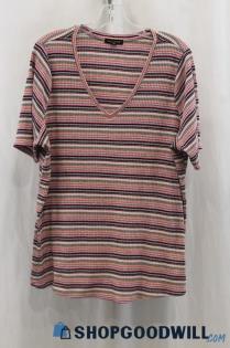 Lane Bryant Womens Multicolor Knit V-Neck Shirt Sz 18/20