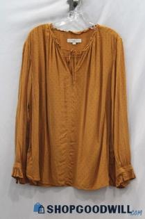 Loft Plus Women's Orange Textured Long Sleeve Blouse Sz 18