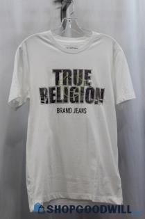 True Religion Men's White Logo Graphic Pullover T-Shirt SZ S