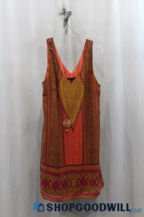 NWT City Triangles Women's Coral/Brown Design Print Tank Dress SZ XL