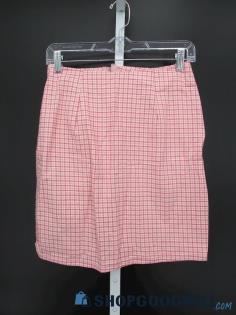 Unbranded Women's Vintage Pink/White Plaid Straight Skirt SZ XS