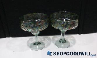 Appears To Be Mexican Hand Blown Margarita Glasses