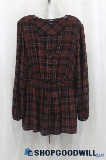 Torrid Womens Brown/Black Plaid Peplum Top Sz L