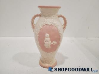 UNBRANDED Pink & Cream Vase w/ Handles Made In Japan