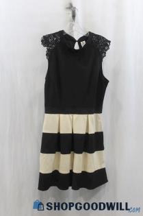 NWT Speechless Womens Black/Beige Stripe Lace Fit N Flare Dress Sz XL