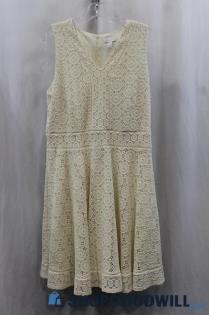 NWT Charter Club Women's White Lace Floral Pattern Tank Dress SZ L