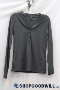 Athleta Women's Black Henley Long Sleeve Shirt SZ S