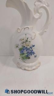 Antique Billie '81 Floral Pitcher Vase Pottery